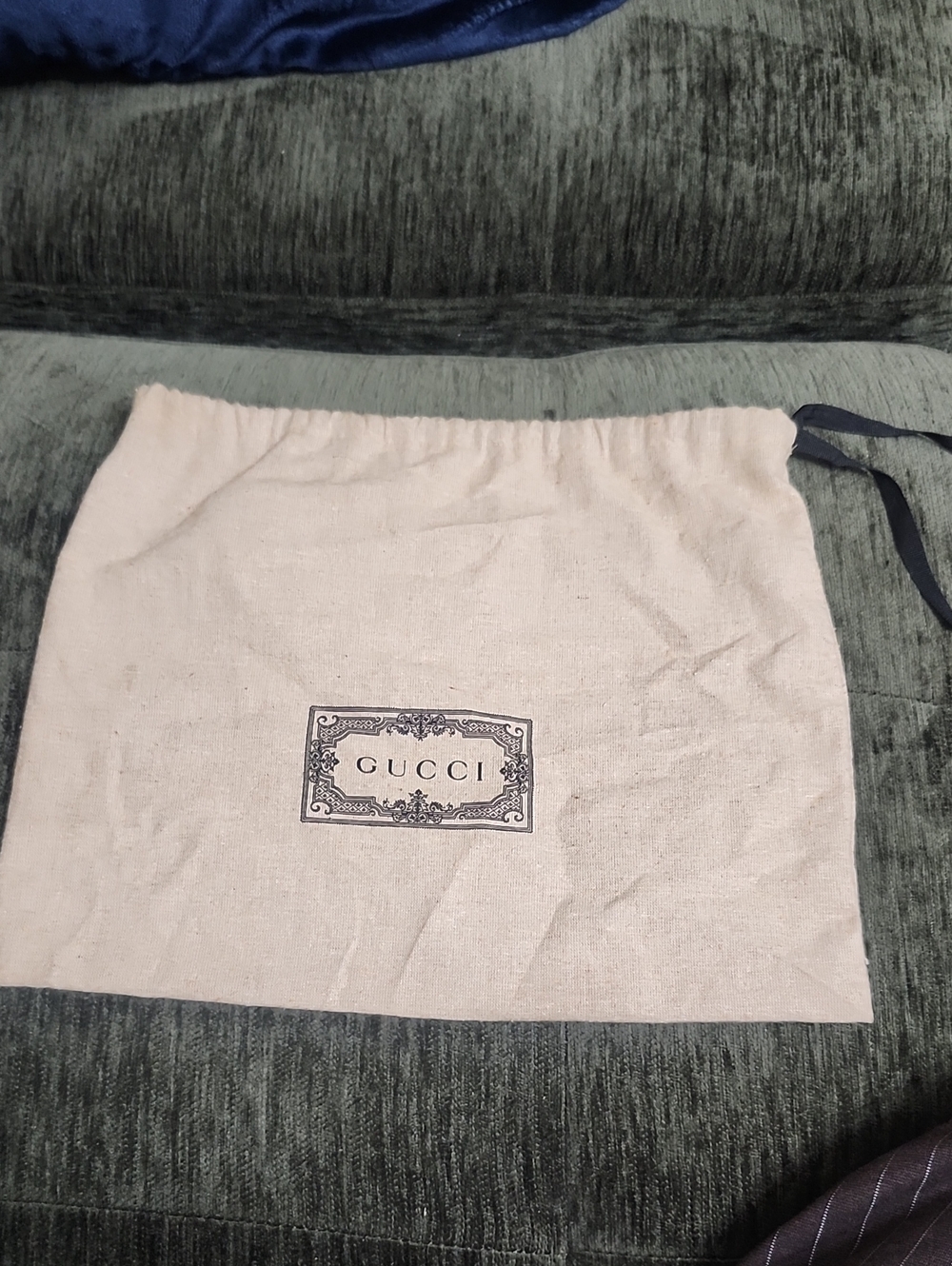 Gucci Beige Canvas Drawstring Dust Bag with Black Logo